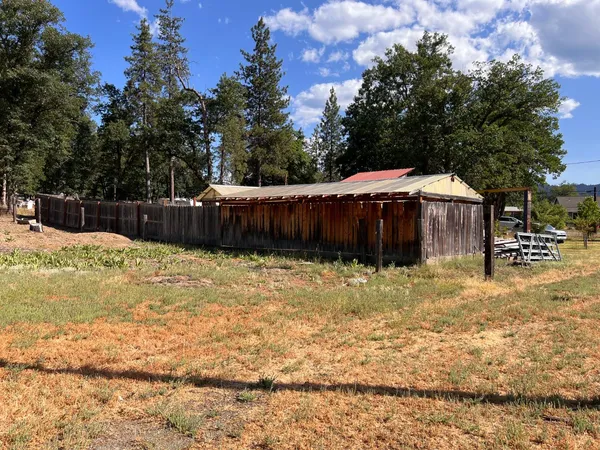 a view of a yard with a tree