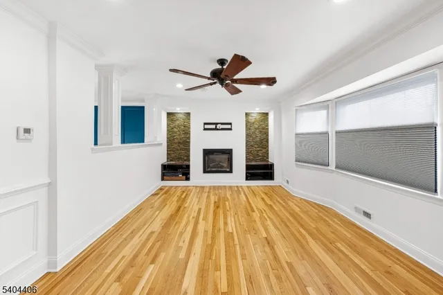 a view of a livingroom with a fireplace