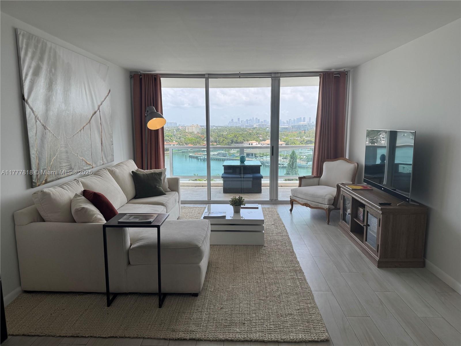 5161 Collins Avenue, Unit 1206 Miami Beach, FL 33140 - Photo 7 of 28 a living room with furniture and a flat screen tv