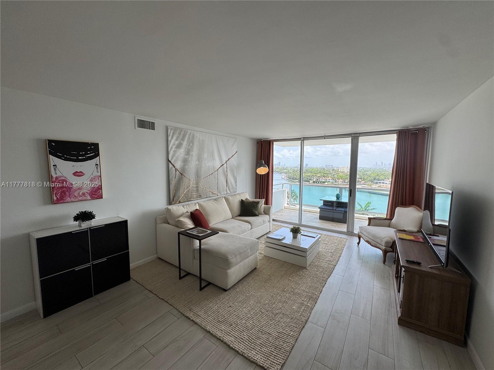 5161 Collins Avenue, Unit 1206 Miami Beach, FL 33140 - Photo 8 of 28 a living room with furniture and a flat screen tv
