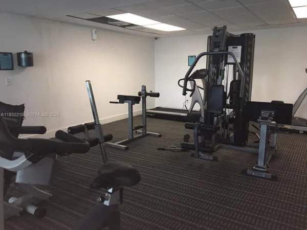 a view of a room with gym equipment