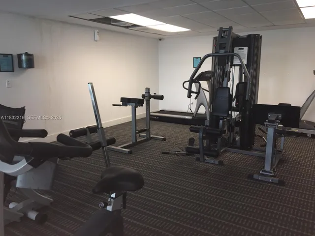 a view of a room with gym equipment
