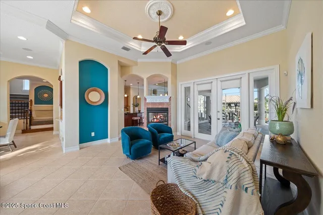 a front view of house with outdoor space and swimming pool