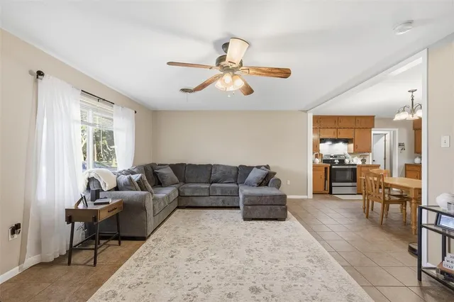 a living room with furniture