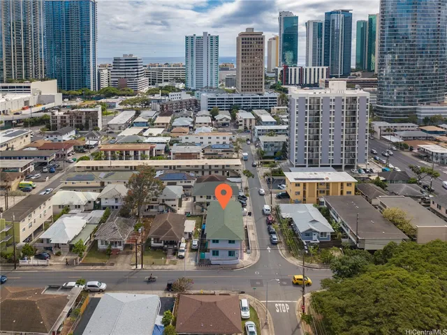 an aerial view of a house