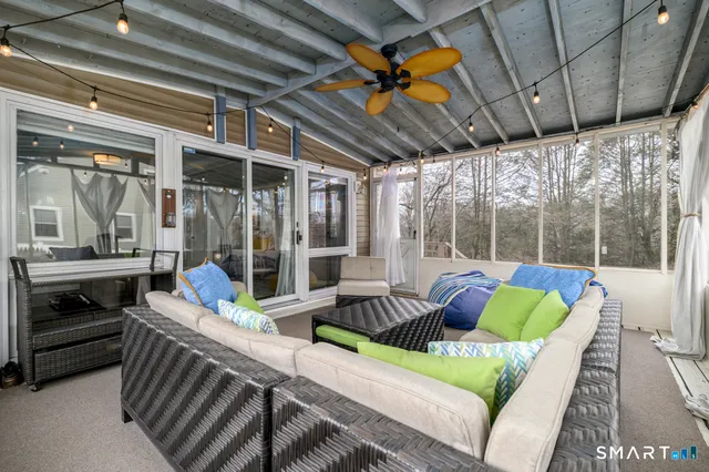 a outdoor living space with furniture