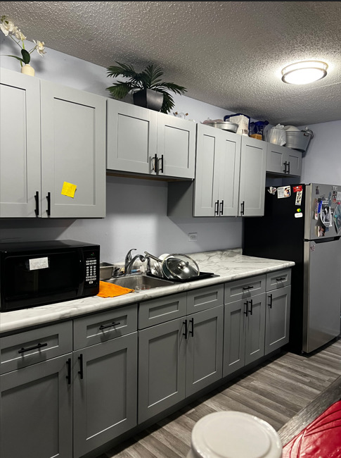 1955 North Hicks Road, Unit 105 Palatine, IL 60074 - Photo 4 of 14 a kitchen with stainless steel appliances a sink a stove and wooden floors