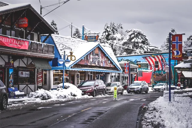 a view of water fountain in front of building