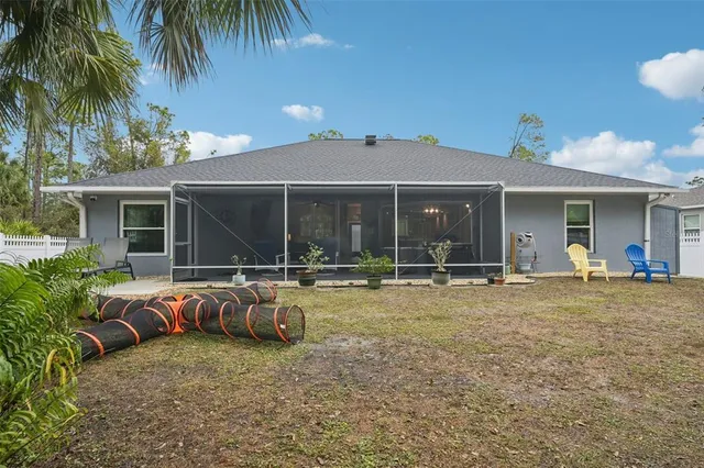 front view of a house with a patio