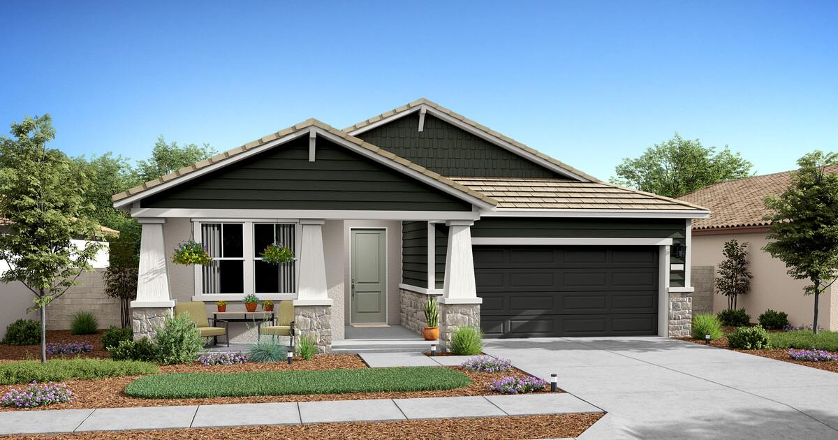 Pasadena plan rendering, Craftsman exterior.