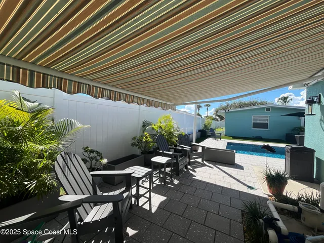 a outdoor living space with furniture