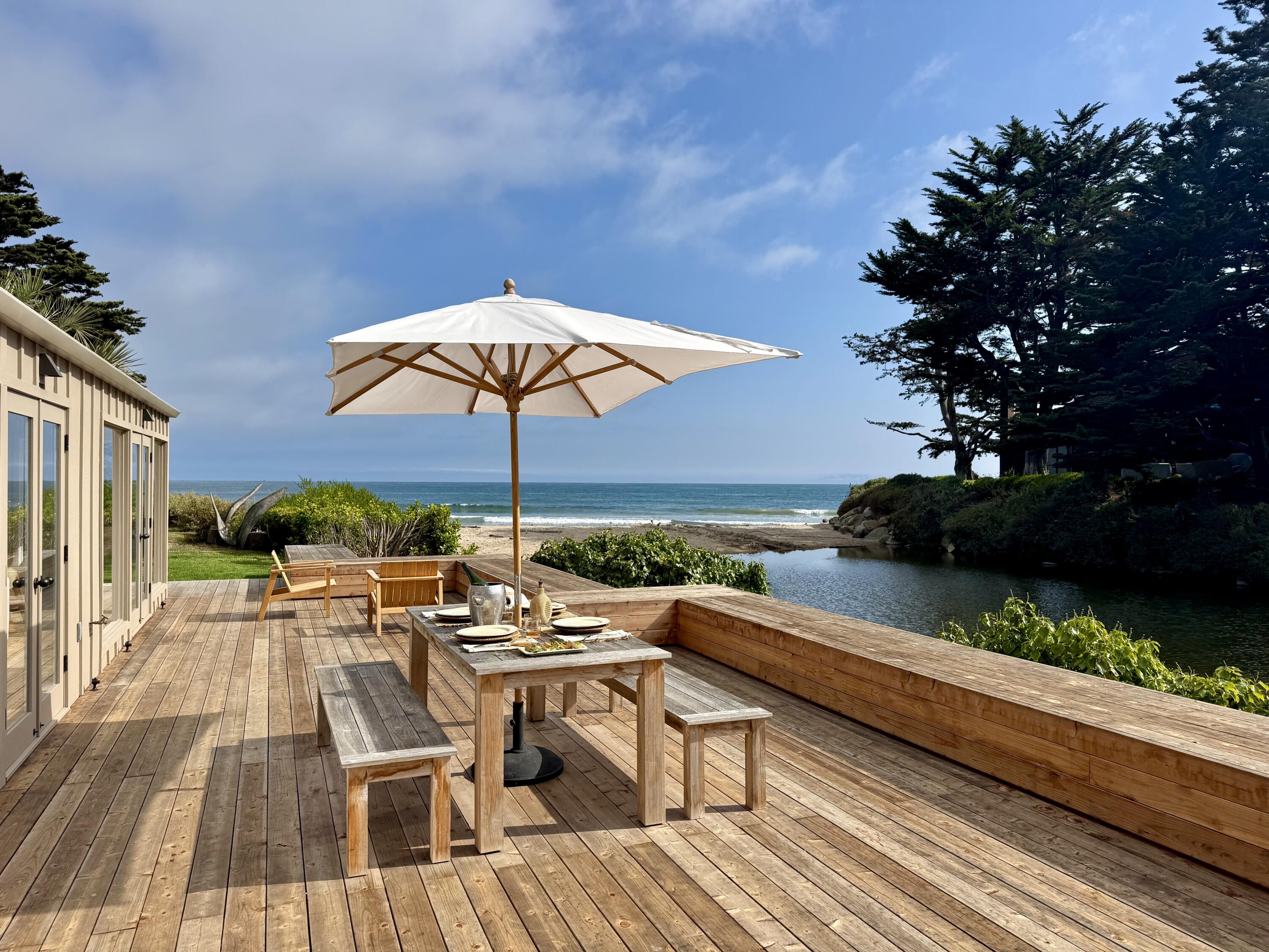 a view of a terrace with seating space