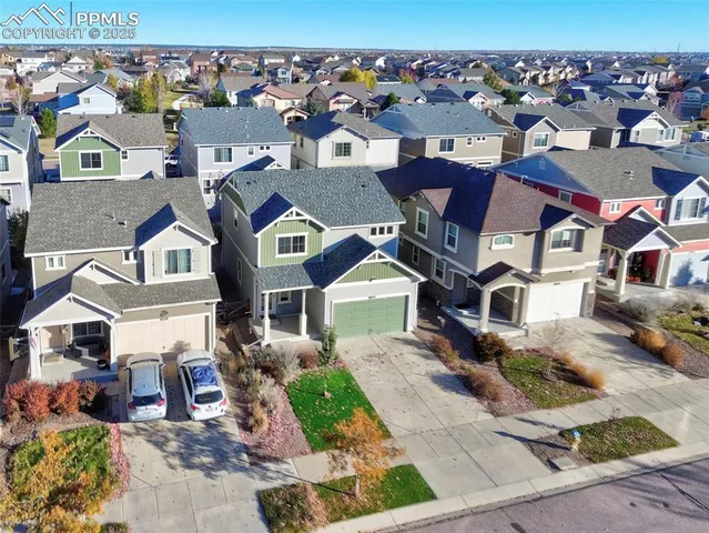 an aerial view of multiple houses