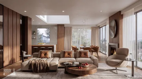 a bedroom with furniture and a large window