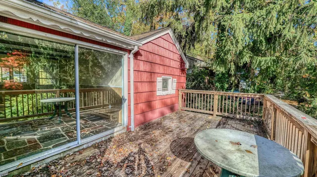 a backyard of a house with seating space