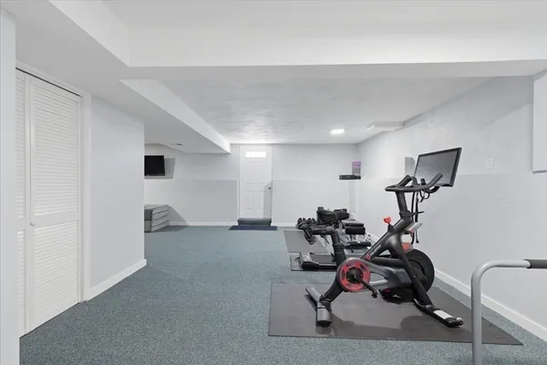 a view of a room with gym equipment
