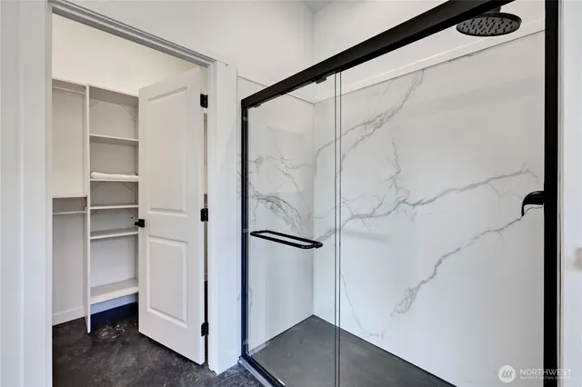 a view of an empty walk in closet