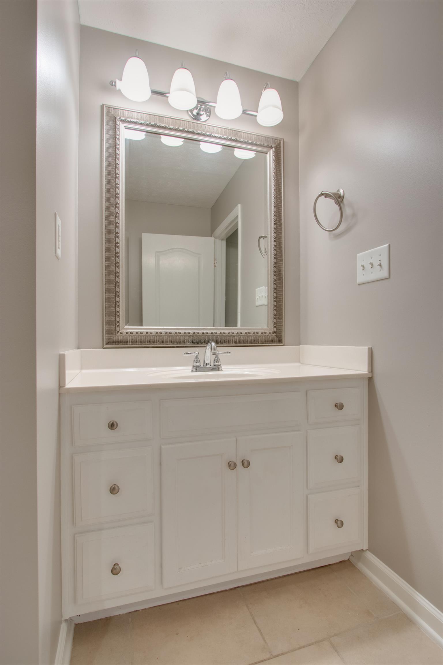201 High Street Alexandria, TN 37012 - Photo 17 of 23 a bathroom with a double vanity sink and a mirror