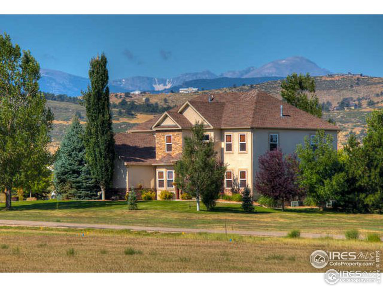 1441 Shelby Drive Berthoud, CO 80513 - Photo 3 of 40 a view of a big house with a big yard and large trees