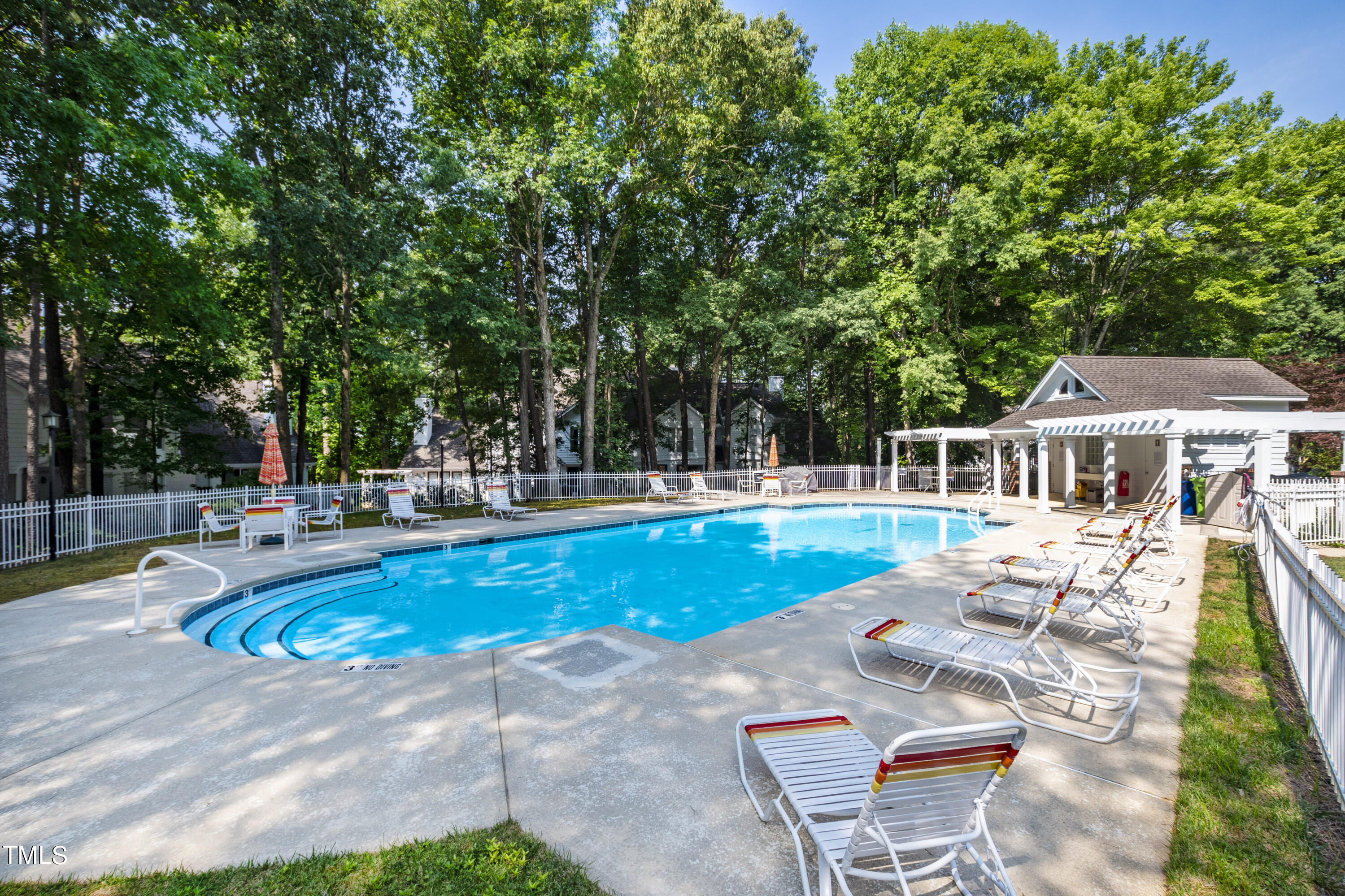 3834 Carnegie Lane Raleigh, NC 27612 - Photo 38 of 38 a view of swimming pool with sitting area and garden