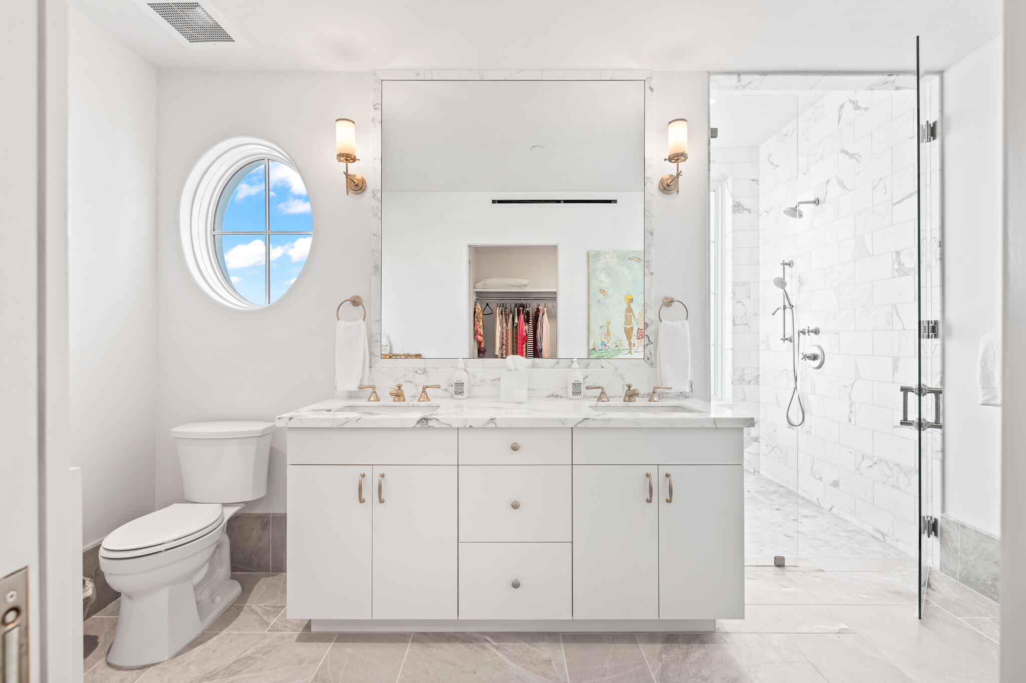 27 Admiralty Row, Unit 201 Inlet Beach, FL 32461 - Photo 23 of 35 a bathroom with a sink a toilet and a mirror