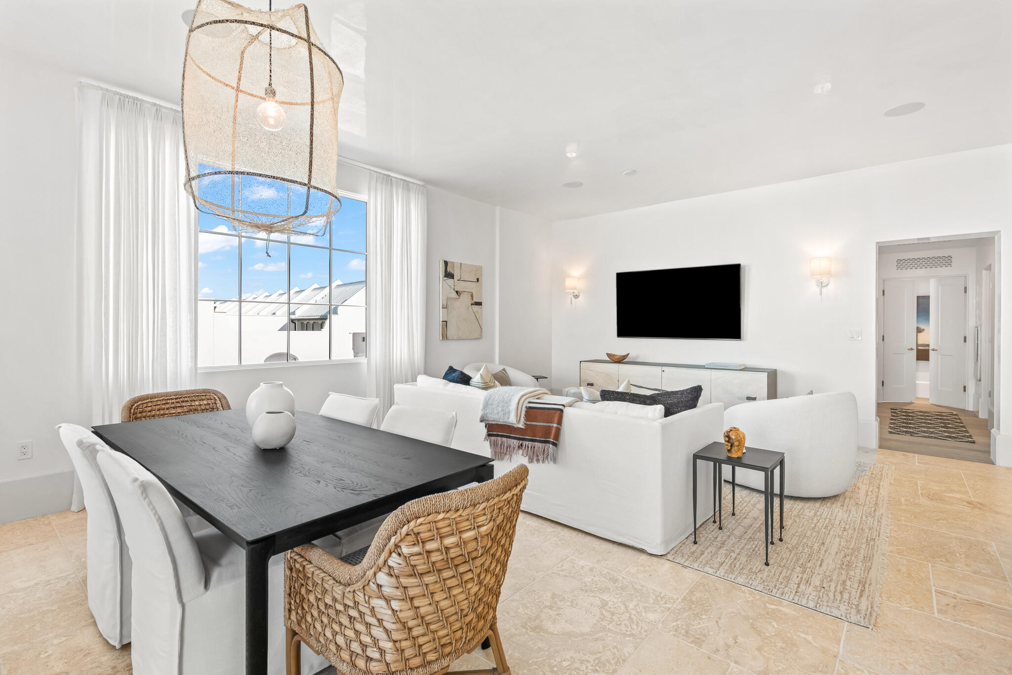 27 Admiralty Row, Unit 201 Inlet Beach, FL 32461 - Photo 9 of 35 a living room with furniture and a flat screen tv