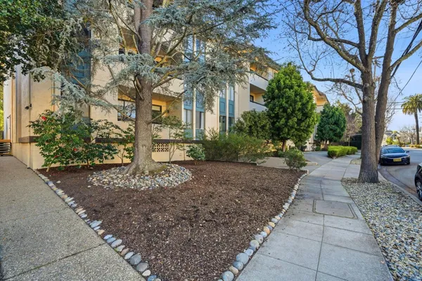 a view of a pathway with a yard