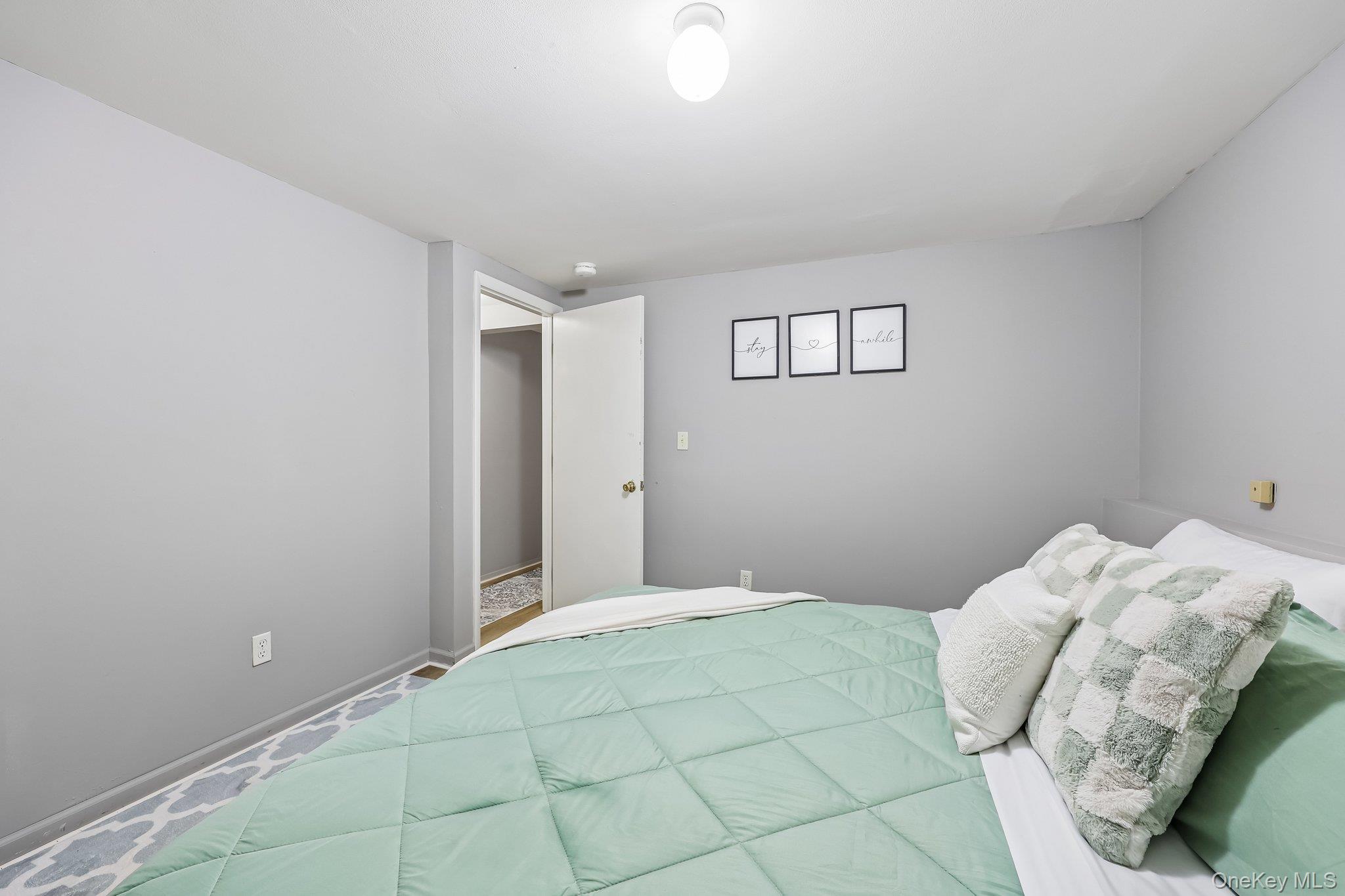 21 Baylor Road Nanuet, NY 10954 - Photo 36 of 44 Bedroom featuring light gray wall paint, white trim, and a white ceiling with a flush-mount light fixture