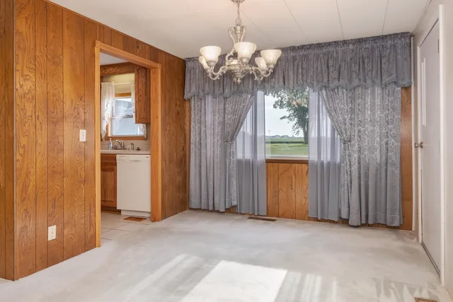a view of a livingroom with a chandelier