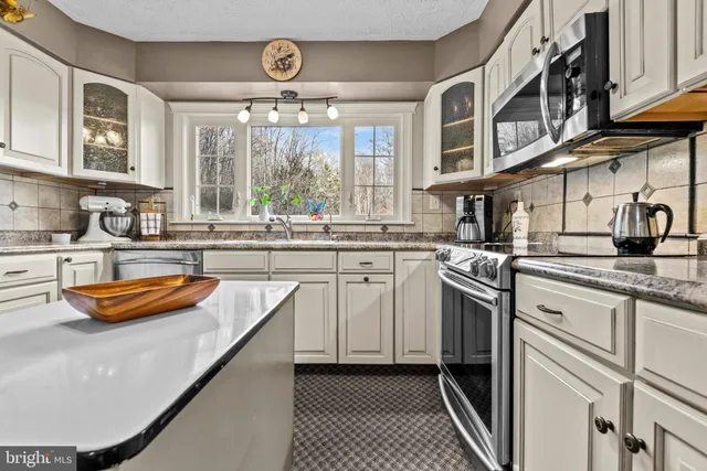 a bathroom with a tub a potted plant a sink and a large mirror