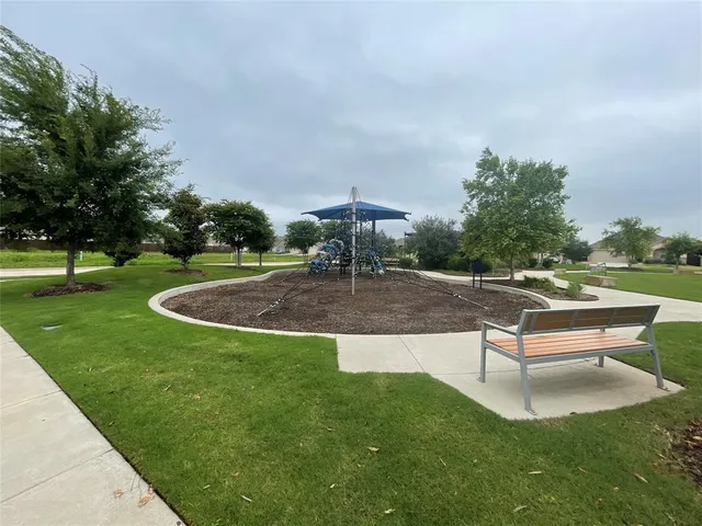 a view of a garden with trees