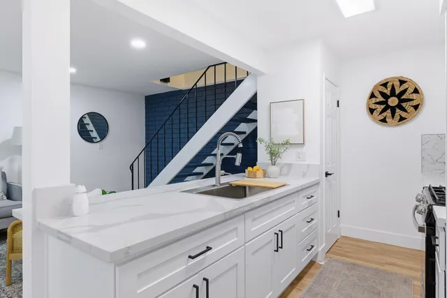 a view of hallway with washer and dryer
