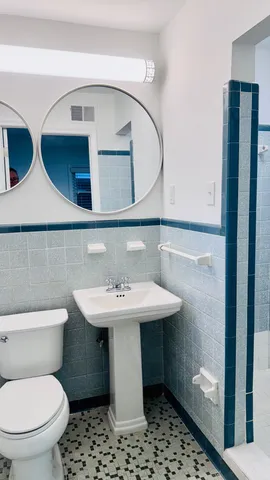 a bathroom with a shower