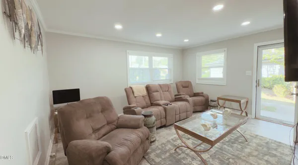a living room with furniture
