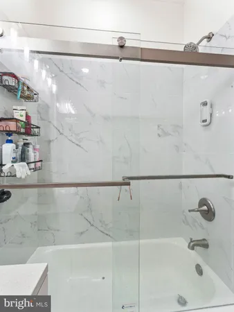 a bathroom with a bathtub