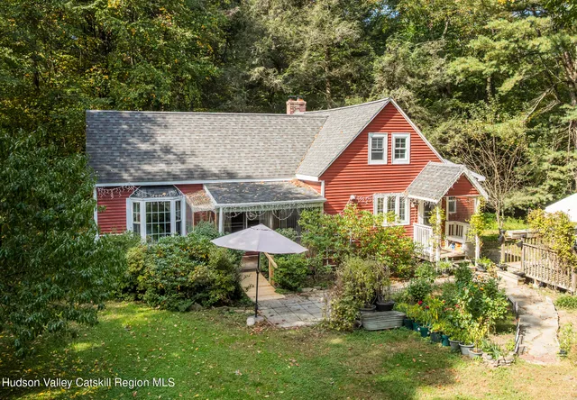 an aerial view of a house