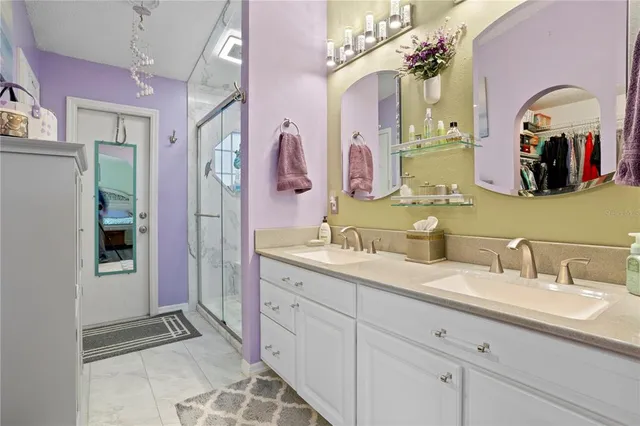 a bathroom with a mirror