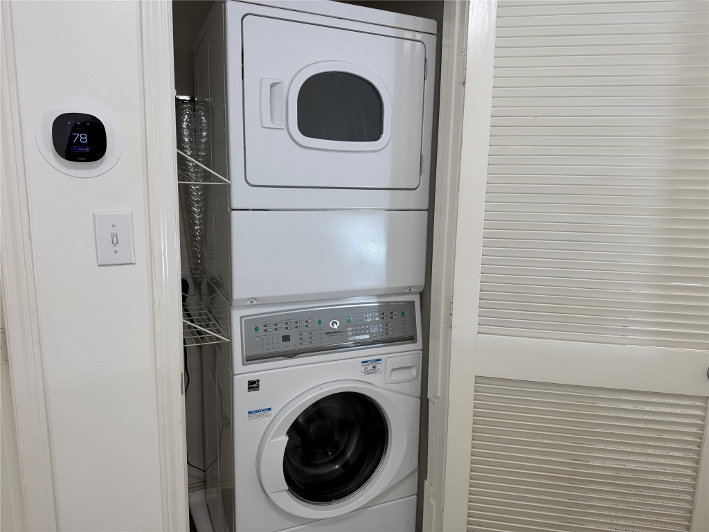 1908 Bailey Street Houston, TX 77006 - Photo 22 of 40 The stacked washer and dryer will stay, for your convenience. The laundry is in the hallway just off the stairs so it's accessible from all bedrooms.