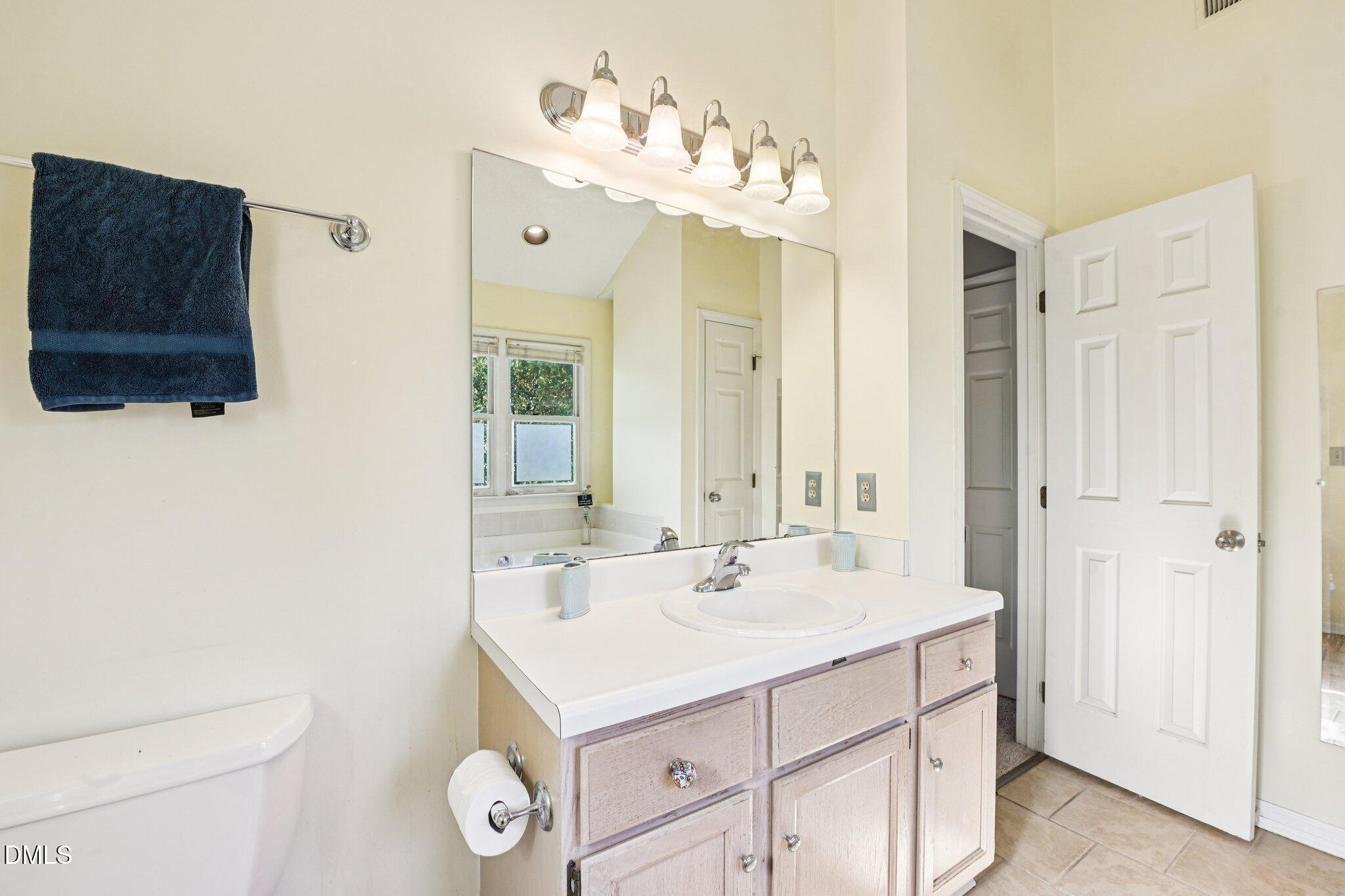 4508 Emmit Drive Raleigh, NC 27604 - Photo 22 of 42 a bathroom with a sink a toilet and a mirror
