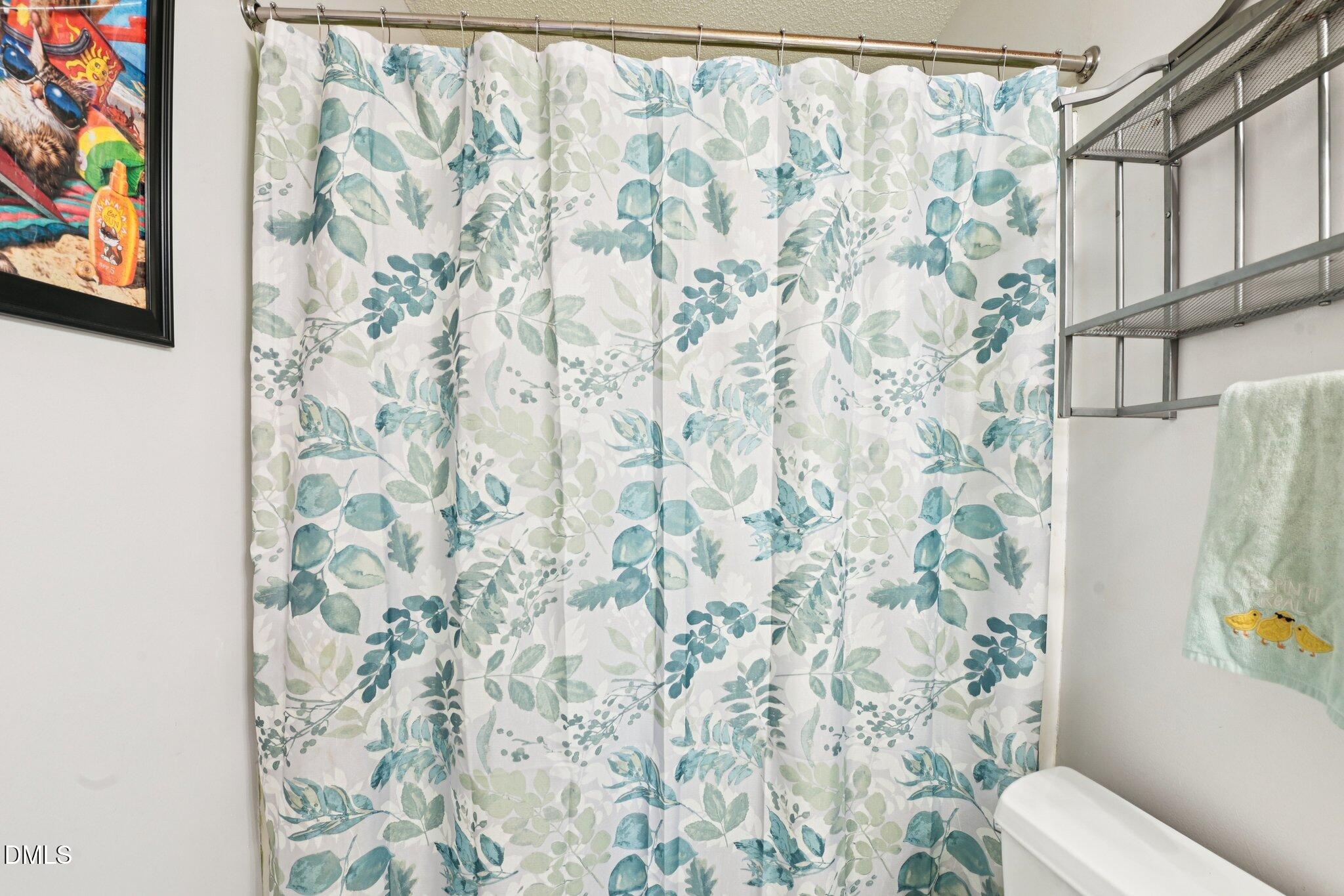 4508 Emmit Drive Raleigh, NC 27604 - Photo 27 of 42 a bathroom with a toilet and a shower curtain