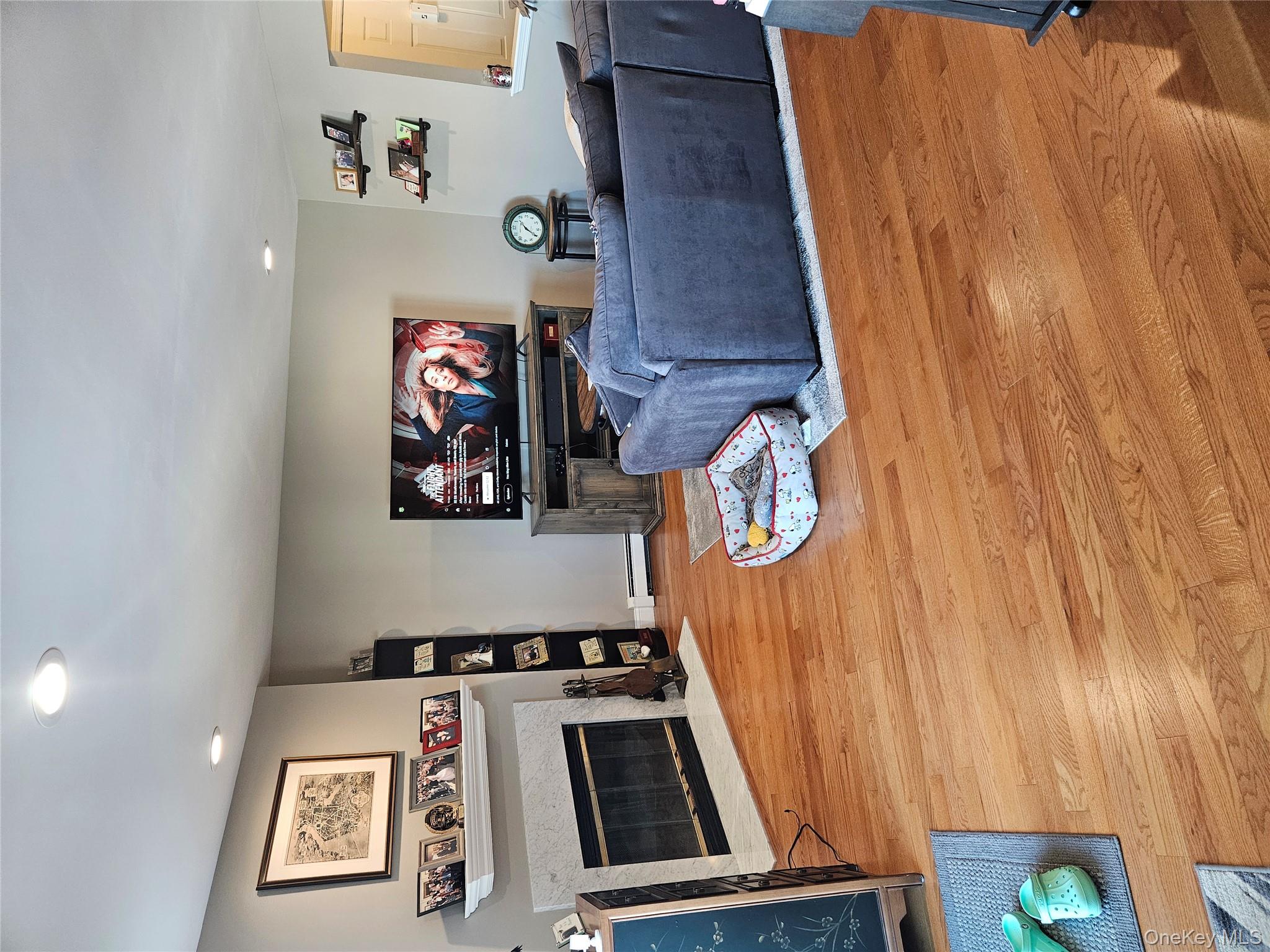 20 Lexington Hills Road, Unit 10 Harriman, NY 10926 - Photo 13 of 17 Living room with a baseboard heating unit, a premium fireplace, and light hardwood / wood-style flooring