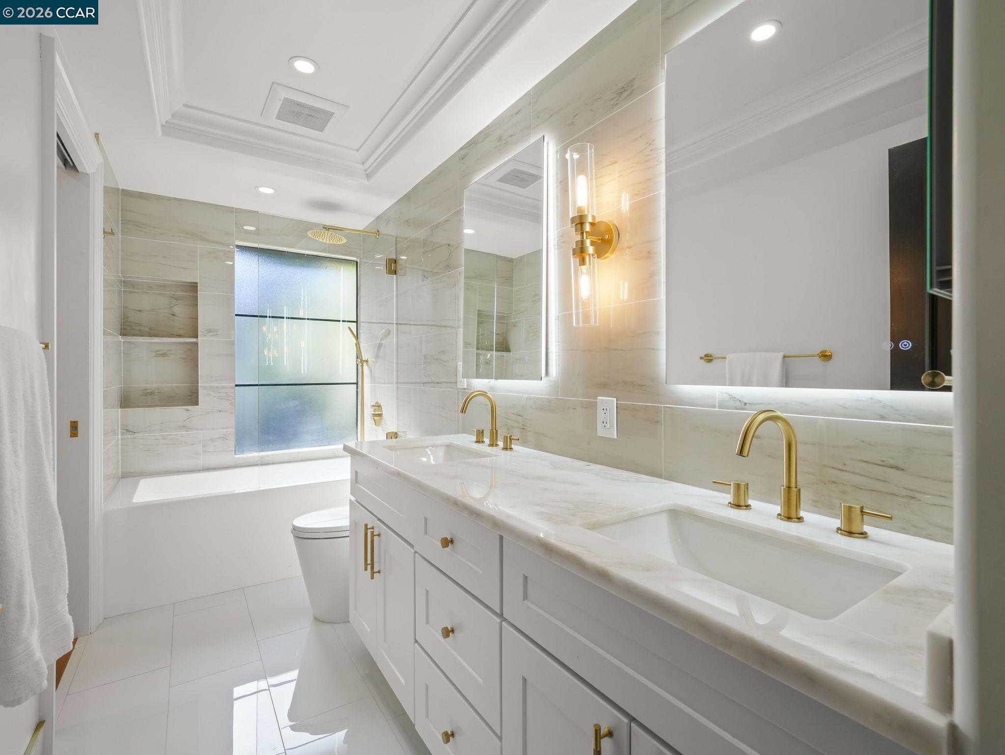 1622 San Luis Road Walnut Creek, CA 94597 - Photo 19 of 29 a bathroom with a sink a toilet and shower