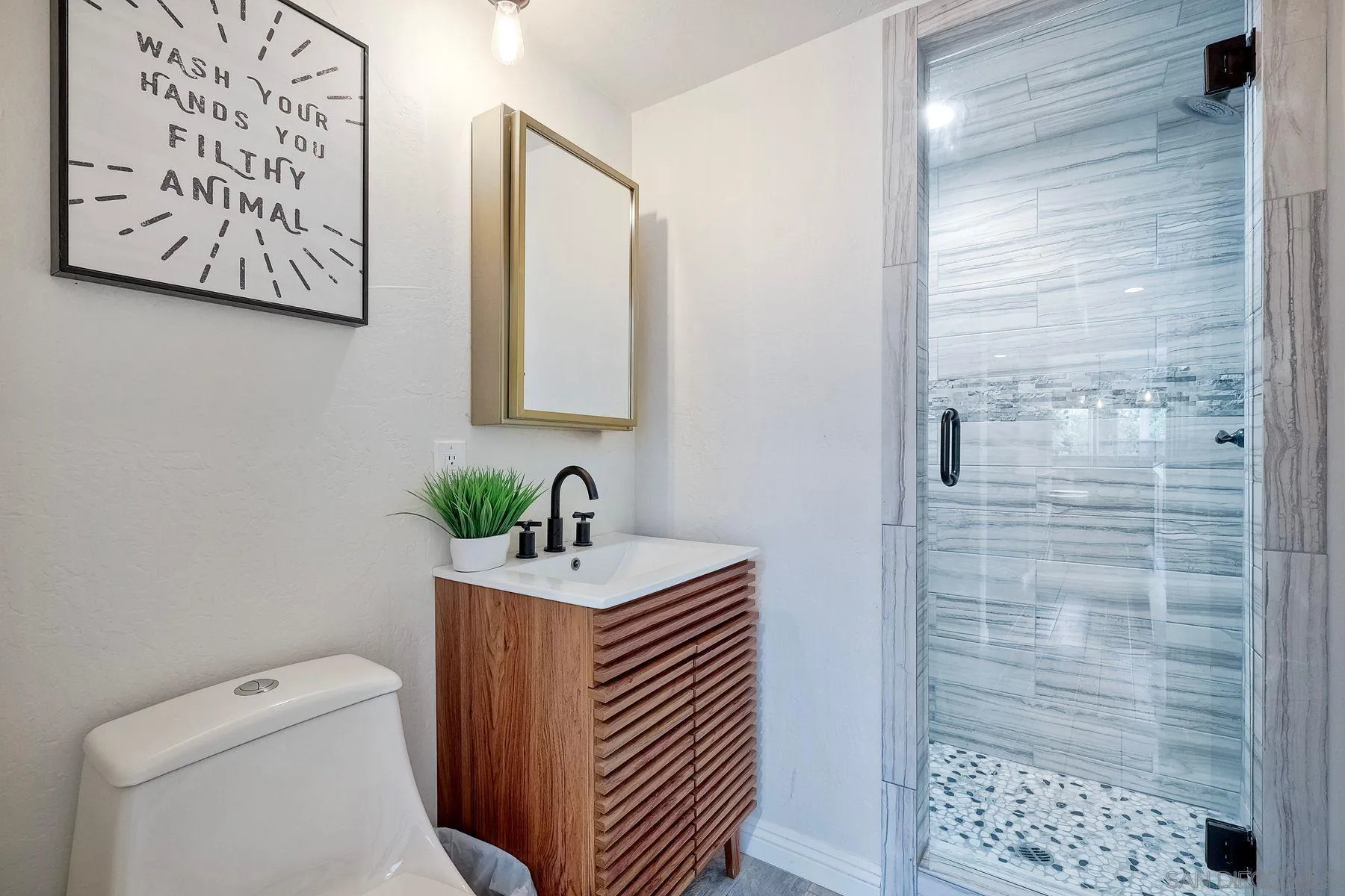 1408 Caudor Street Encinitas, CA 92024 - Photo 24 of 75 a bathroom with a sink a toilet and shower