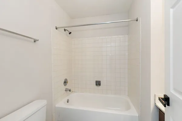a bathroom with a bathtub