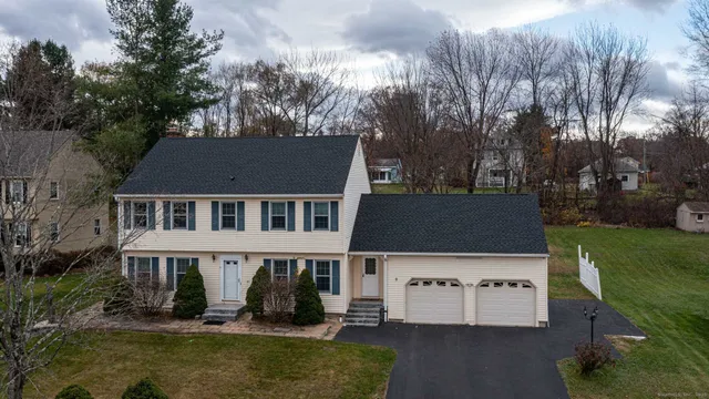 an aerial view of a house
