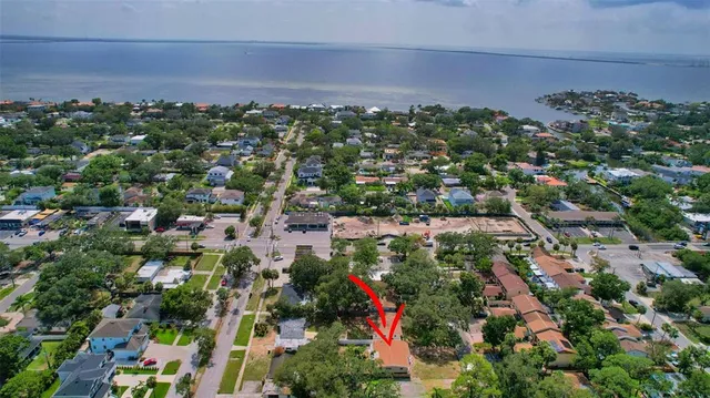 an aerial view of a house