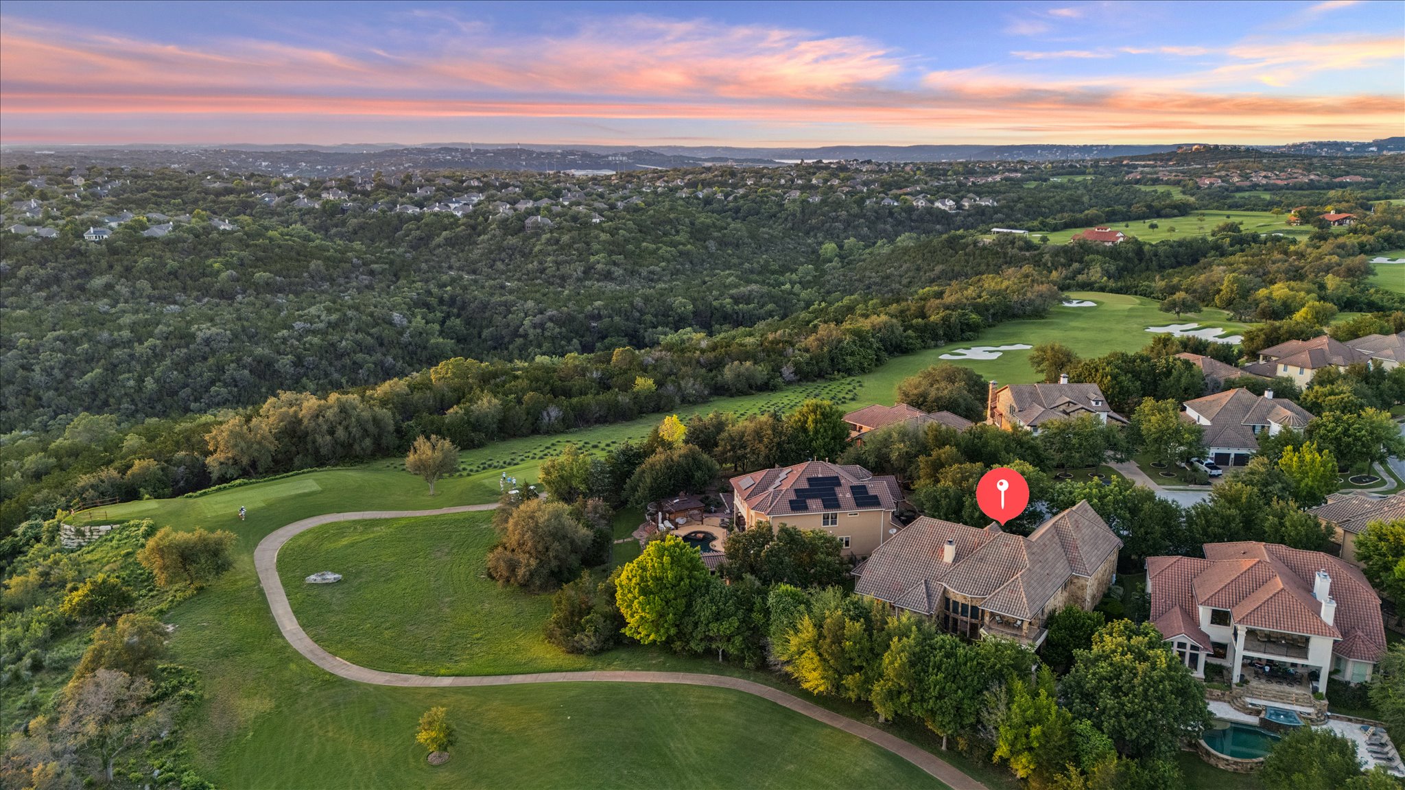 11805 Ranchview Court Austin, TX 78732 - Photo 34 of 36 Aerial depiction of a residential property within a golf course community