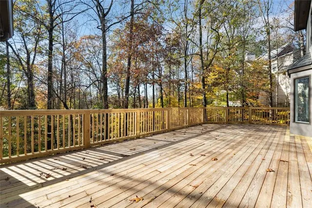 a view of wooden deck