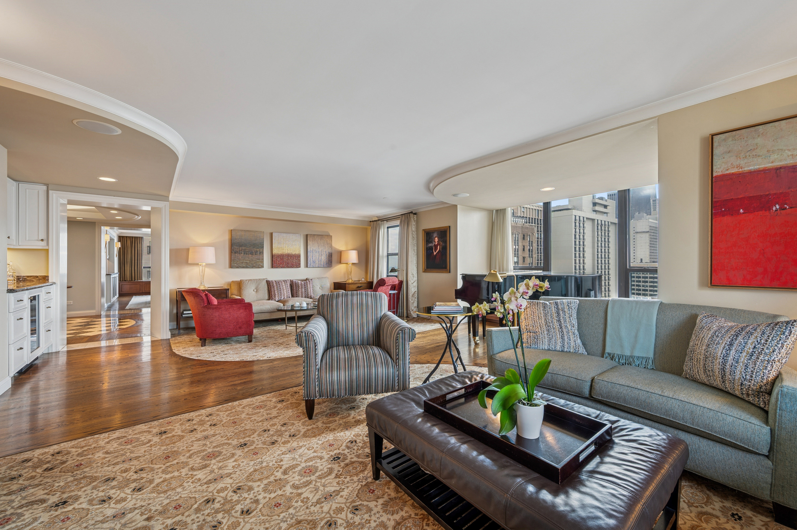 1313 North Ritchie Court, Unit 2701 Chicago, IL 60610 - Photo 8 of 33 a living room with furniture and wooden floor