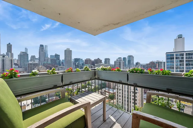 a city view from a balcony